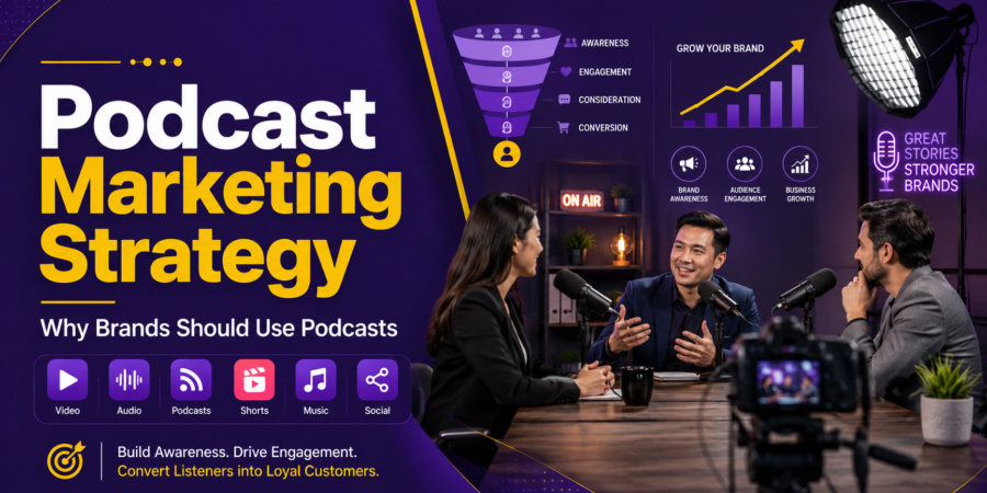 Podcasting marketing strategy for business branding and audience growth