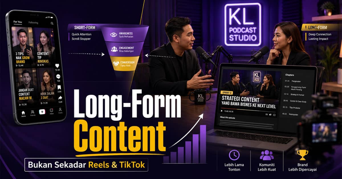 content-long-form-untuk-bisnes | KL Podcast Studio Content long-form untuk bisnes bukan sekadar Reels dan TikTok