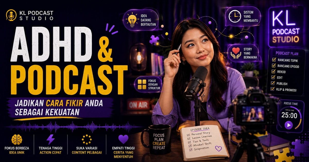 orang-adhd-mula-podcast | KL Podcast Studio Orang ADHD mula podcast dan jadikan kreativiti sebagai kekuatan content