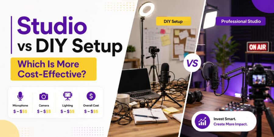 Podcast studio vs DIY setup comparison for business podcast recording