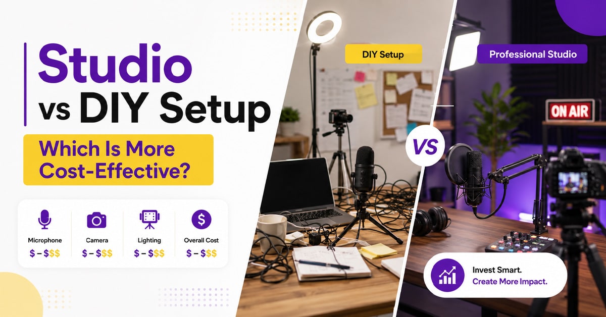 podcast-studio-vs-diy-setup | KL Podcast Studio Podcast studio vs DIY setup comparison for business podcast recording