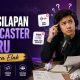Ilustrasi podcaster baru dalam studio podcast dengan mikrofon, kamera dan ikon kesilapan seperti audio lemah, jadual tidak konsisten dan tiada perancangan.